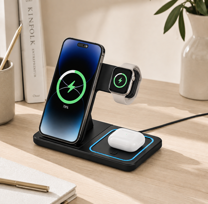 Chargeur Sans Fil 3 en 1 iPhone Apple Watch AirPods 15W Rapide