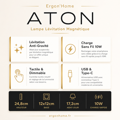 Lampe Lévitation Magnétique Chargeur Sans Fil - ATON