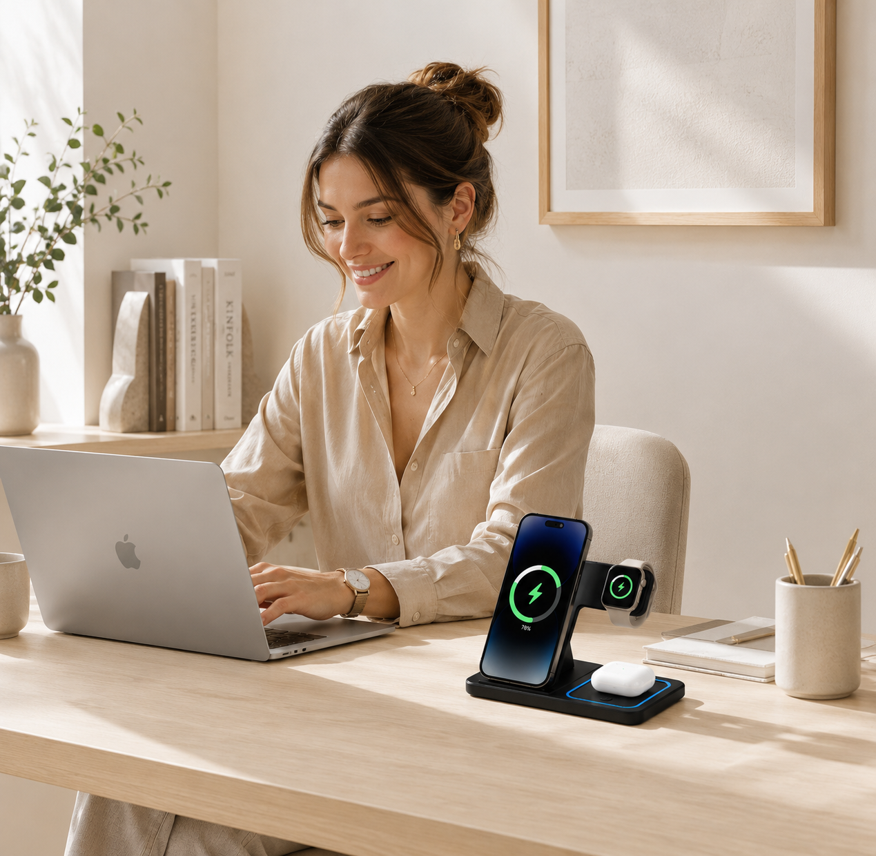 Chargeur Sans Fil 3 en 1 iPhone Apple Watch AirPods 15W Rapide
