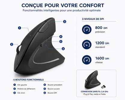 Souris Verticale Sans Fil — BASALTE